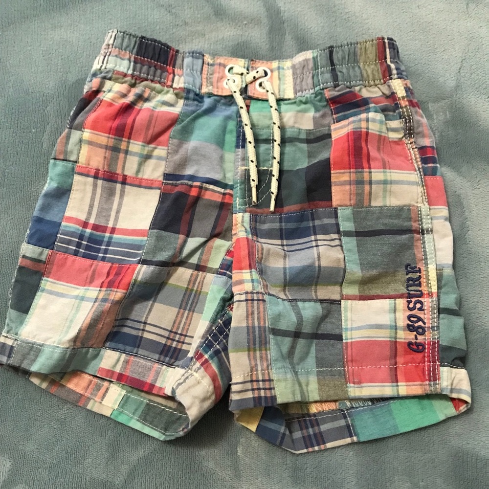 BabyGap boys 3T plaid swim trunks